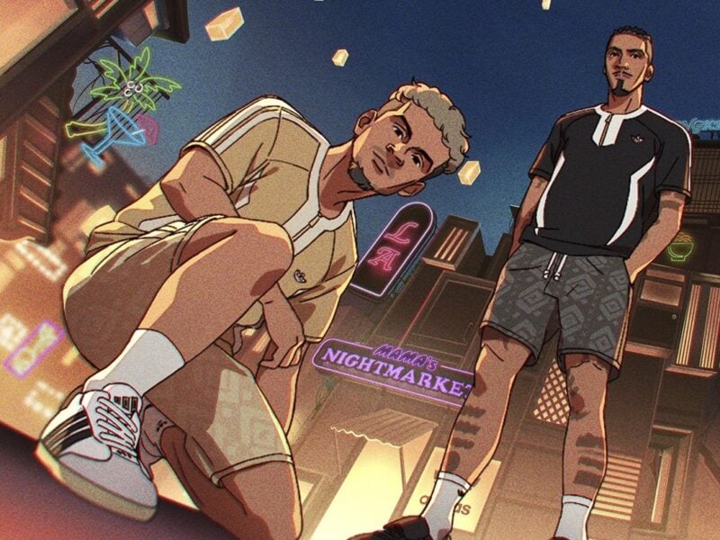 Luis Diaz and Raphinia animated in Adidas Originals x CLOT collection promotion.