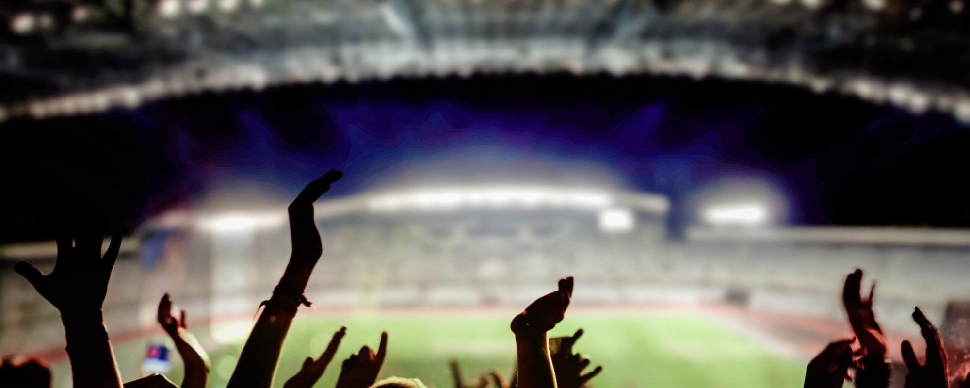 football or soccer fans at a game in a stadium world cup